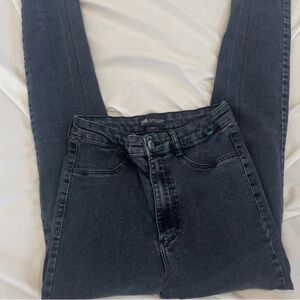 Zara Skinny Jeans Mid Rise Dark Wash EUR 38 Back Pockets SIZE 6 WOMENS